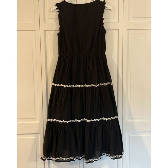Lucky Brand black and white embroidered tiered midi dress small - Picture 9 of 13